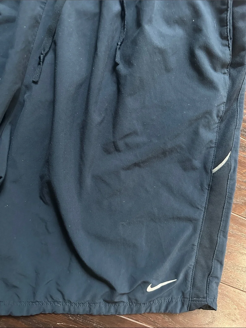 Nike Men's Dark Blue Athletic Shorts with White Accents